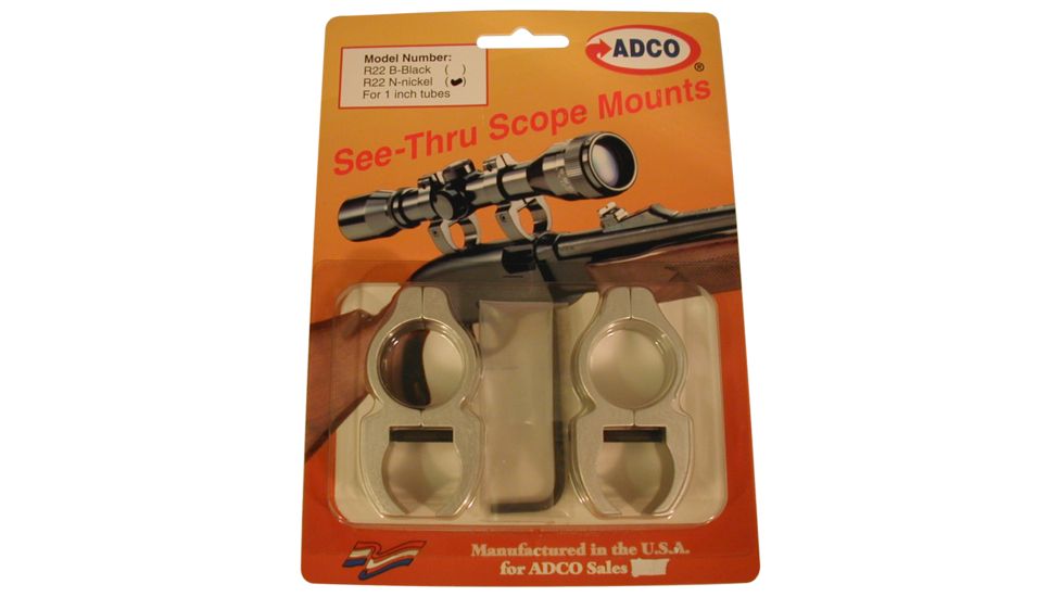 ADCO Scope Rings See Thru 22 Groove, 1in, Nickel, R22N