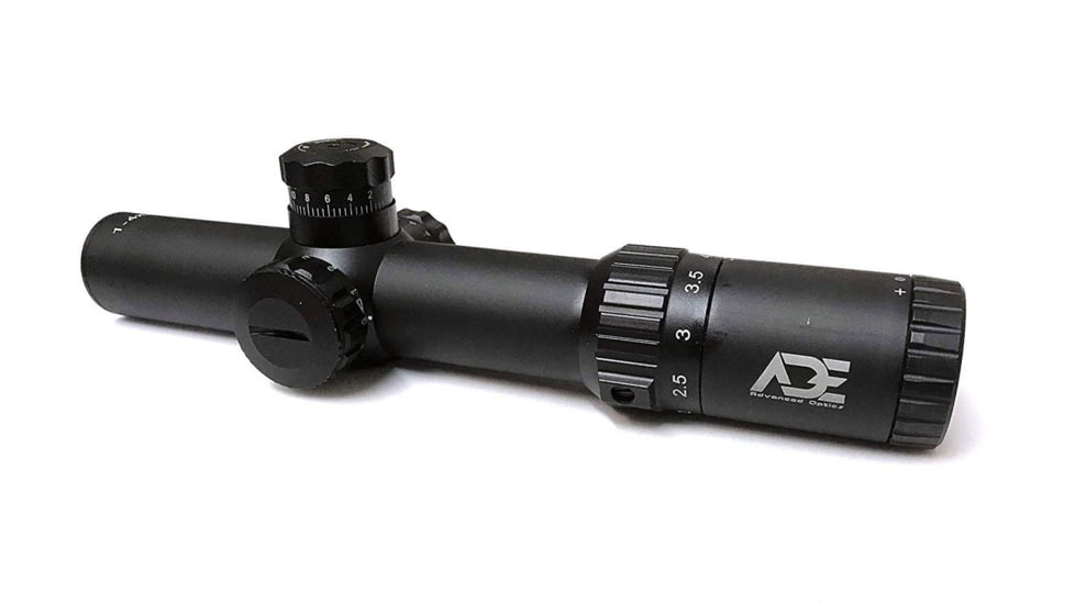 ADE Advanced Optics 1-4x24mm Riflescope, SFP, Illuminated Mil Dot Reticle, Matte, Black, Gen2 1-4x24