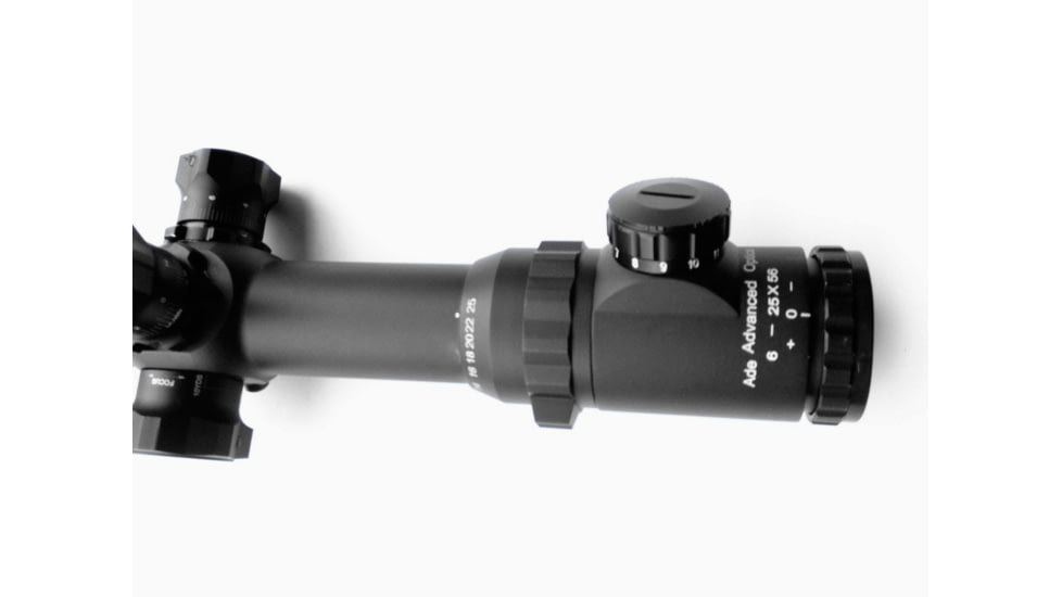ADE Advanced Optics 6-25x56mm Long Range Rifle Scope, 40mm Tube, Glass Etched Mildot Bar Reticle, Matte, Black, 6-25X56SFIR