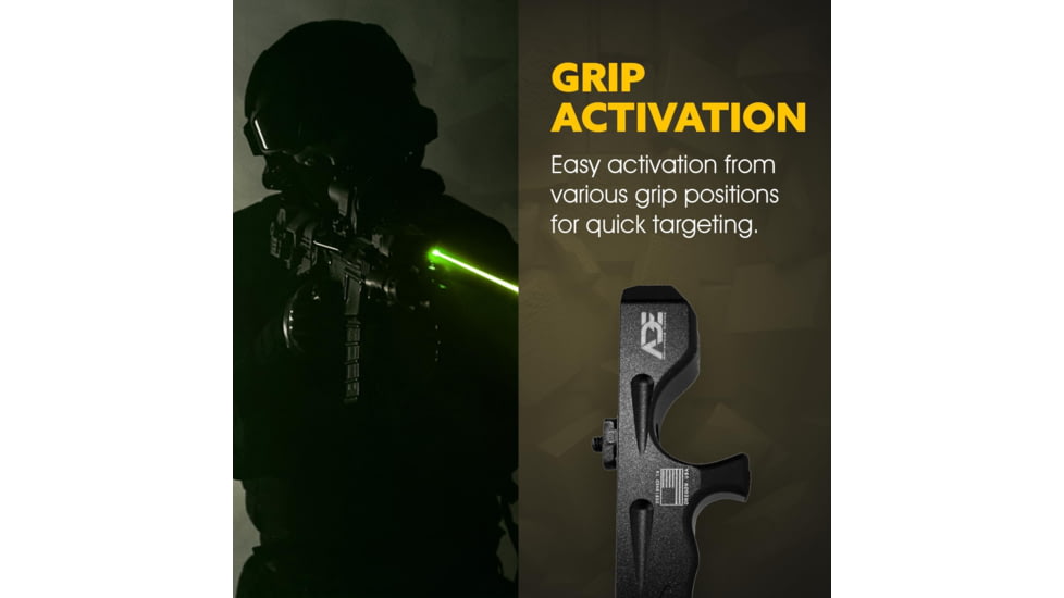 ADE Advanced Optics M-Lok Angled Foregrip/Handstop, Green Laser, Black, HG77