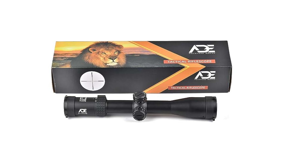 ADE Advanced Optics ProZoom 3-12x40mm Rifle Scope, 30mm Tube, Second Focal Plane, Mil Dot Reticle, Black, 3-12X40