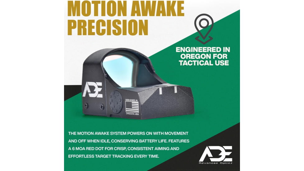 ADE Advanced Optics RD3-009 Motion Awake 1x Reflex Red Dot Sight w/Ruger Security 9 Mount Plate