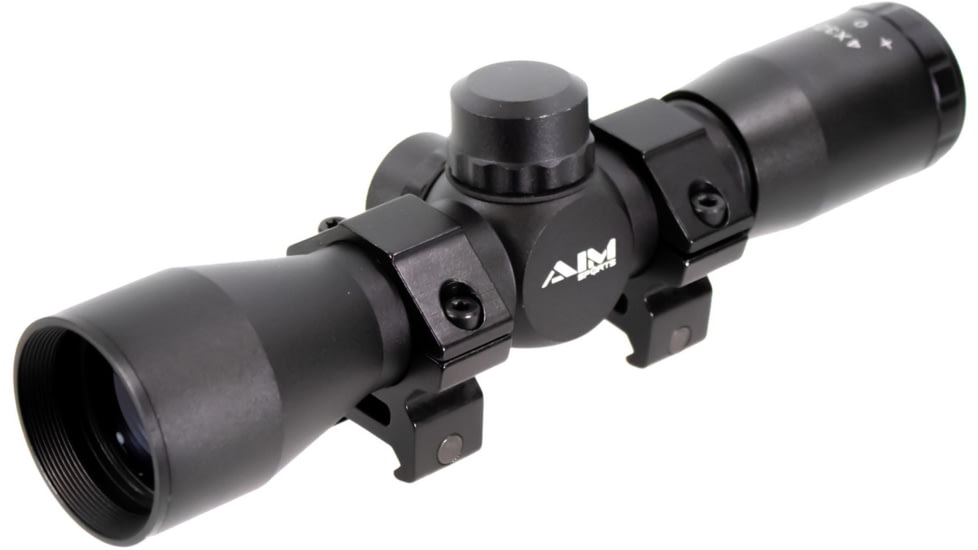 AIM Sports Inc 4X32 Compact Mil-Dot Scope W/Rings, Black, Medium, JTM432B
