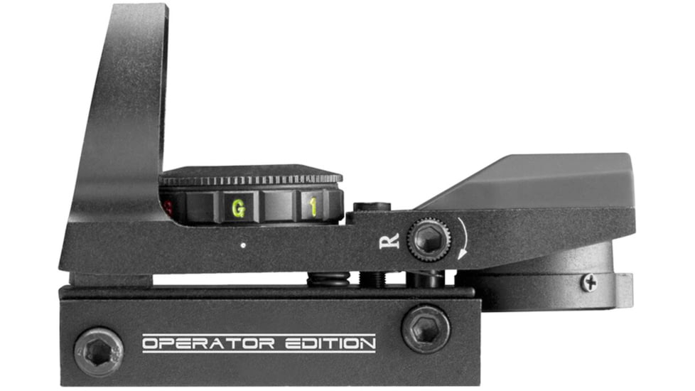 AIM Sports Inc Dual Illuminated Red Dot Sight w/ Dot, Arrow Dot, Arrow, 3/4 Circle Reticles, Black, Operator Edition, Small RT4-OE1