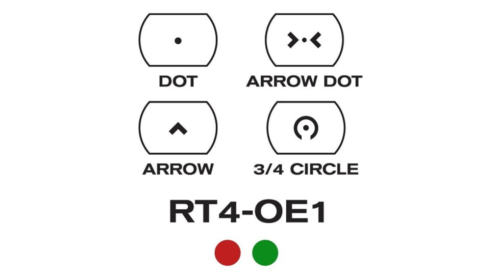 AIM Sports Inc Dual Illuminated Red Dot Sight w/ Dot, Arrow Dot, Arrow, 3/4 Circle Reticles, Black, Operator Edition, Small RT4-OE1