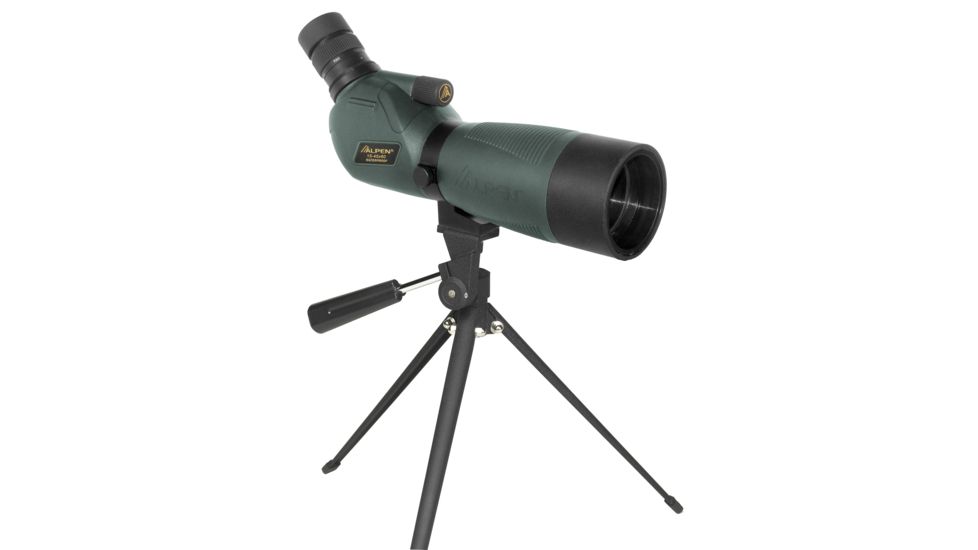 Alpen 15-45x60 Compact Waterproof Angled Spotting Scope Kit, 45 Degree Eyepiece, Green, 728N