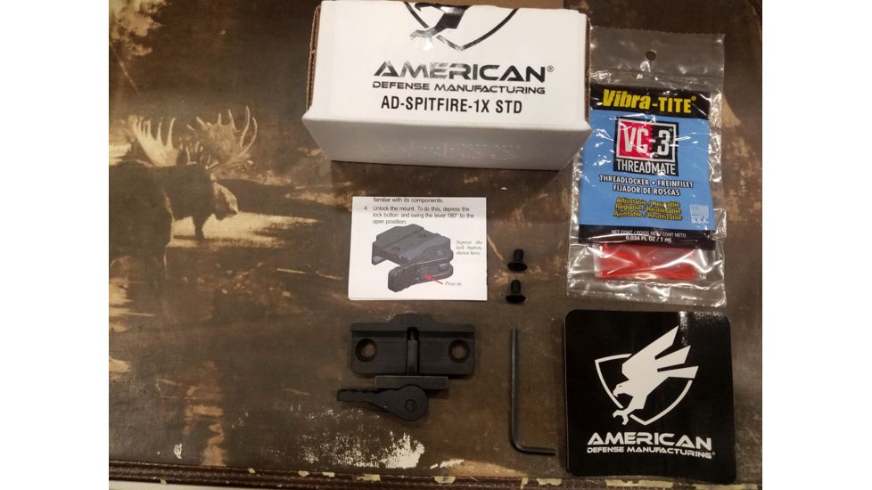 American Defense Manufacturing Vortex Spitfire 1x Mount, Black, AD-SPITFIRE-1X