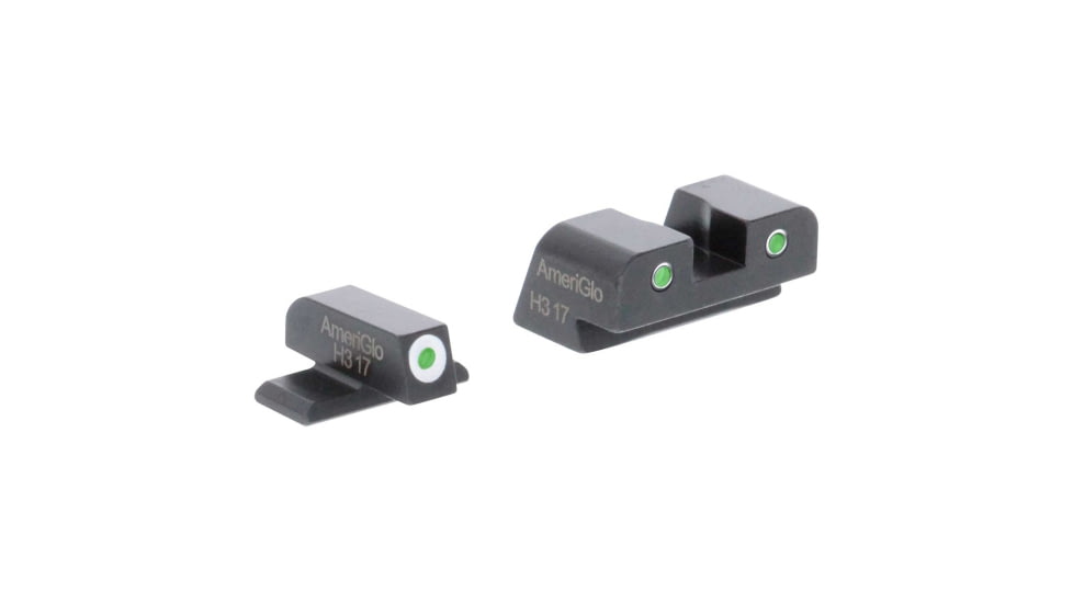 AmeriGlo Classic 3 Dot Night Sight Set for Springfield Hellcat OSP w/Green Tritium Front/Green Tritium Rear White Outlines, SA-119