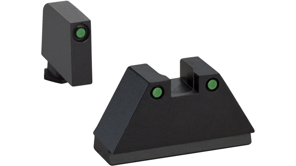 AmeriGlo Glock 2XL Tritium Night Sight Suppressor/Optic Height Set, Tall Green Green Tritium 3 dot sight set black outlines, Fits all Glock Except 42 &amp; 43, 2XL, DH, GL-814