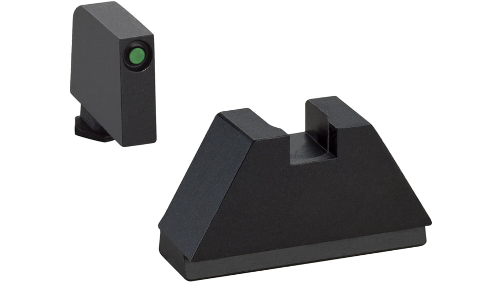 AmeriGlo Glock 2XL Tritium Night Sight Suppressor/Optic Height Set, Tall Green Tritium Black Outline .350in front, FlatBlack .429in Rear, Fits all Glock Except 42 &amp; 43, 2XL, up to 0.319in DH, GL-810