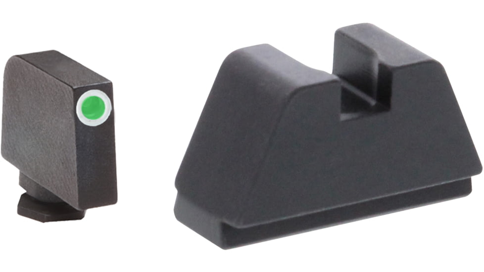 AmeriGlo Glock XL Tritium Night Sight Suppressor/Optic Height Set, Green Tritium Black Outline .315in front FlatBlack .394in Rear, Fits all Glock Except 42 &amp; 43, XL, up to 0.284in DH, GL-809