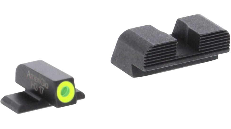AmeriGlo Green tritium Lamp, LumiGreen Outline FRONT, Black serrated REAR, SIG, Most models using #6 Front #8 Rear, SG-534