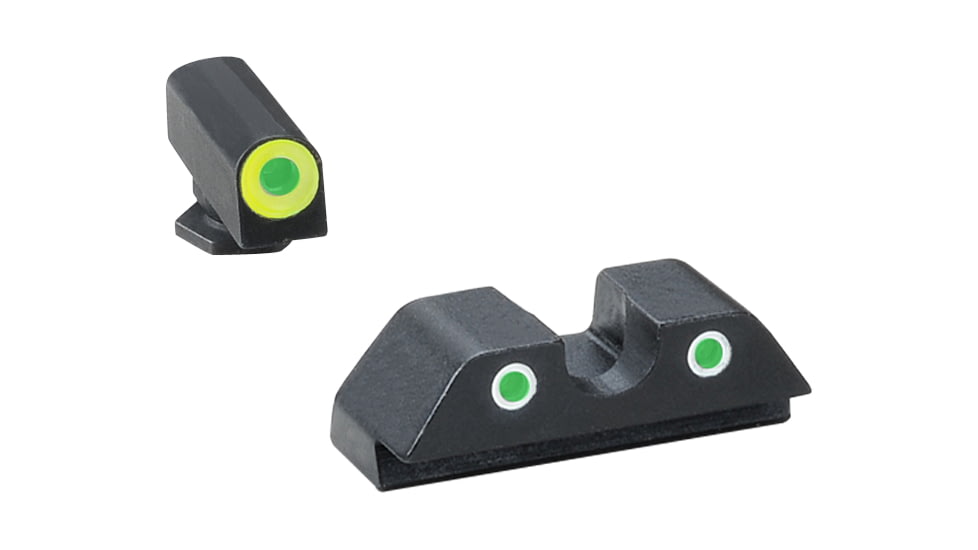 AmeriGlo Green Tritium Lamp, LumiGreen Outline FRONT, Green Tritium Lamp, WhiteOutline U notch REAR, Gen 1-4, 20,21,29,30,31,32,36,41, GL-719