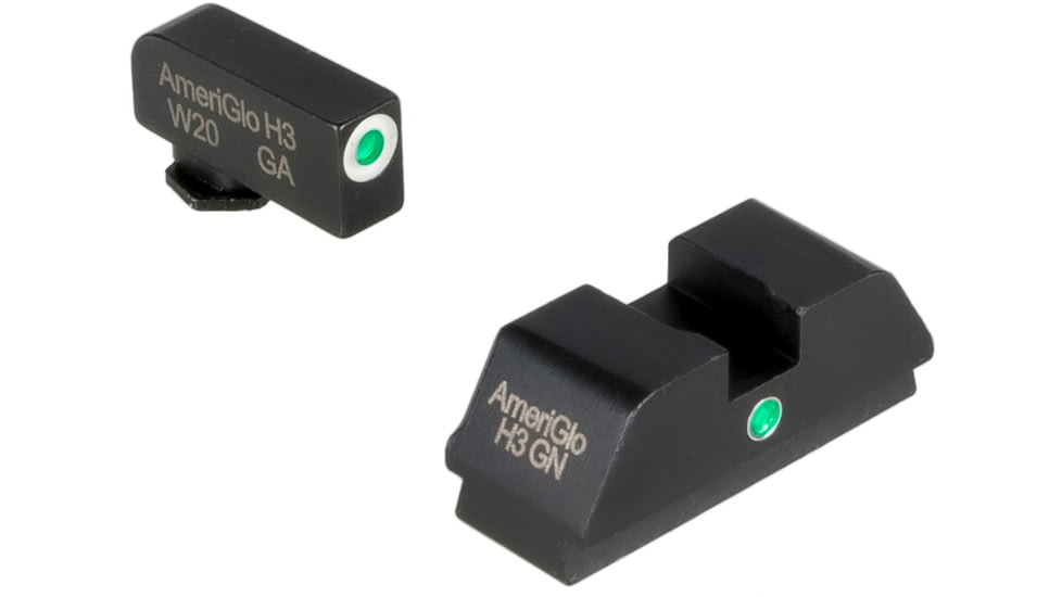 AmeriGlo i-Dot Night Sight Set for Walther PDP w/Green Tritium White Outline Front/ i-Dot Rear, WA-101