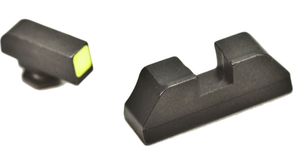AmeriGlo Painted Sight Set Black Rear and Lumi Square Front, Fits Glock 17 GL-440