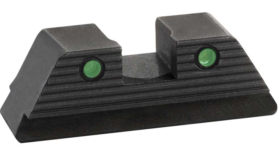 AmeriGlo Rear Only-Green Tritium Lamp, 2-dot Black Outlines .276 H .165 Sq Notch fits MOS slide, GL-875R