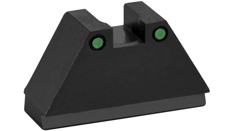 AmeriGlo Rear Only-Green Tritium Lamp, 2-dot Black Outlines .451 H .150 Sq Notch fits MOS slide, GTR-215