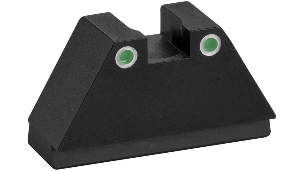 AmeriGlo Rear Only-Green Tritium Lamp, 2-dot White Outlines .451 H .150 Sq Notch fits MOS slide, GTR-115