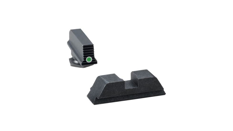 Ameriglo DEFOOR Night Sight Tactical Sets, Serrated Front Flat Rear, for Glock 17,19,22,23,24,26,27,33,34,35,37,38,39, Gen 1-4, Green GT-514