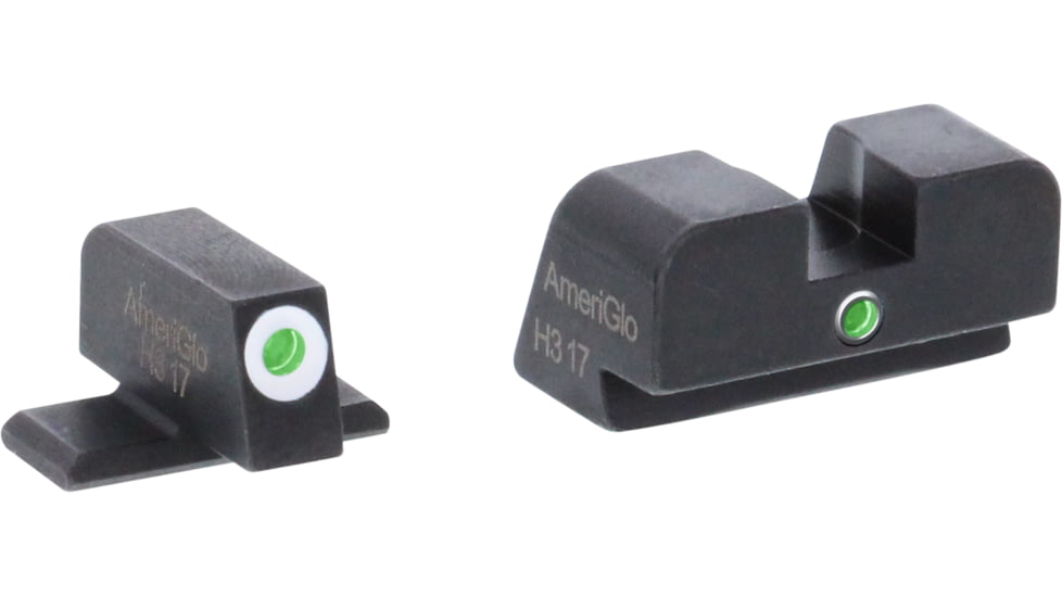 AmeriGlo SIG I-Dot Tritium Pistol Sight Sets, Green Tritium Lamp, White Outline FRONT, Green Single Dot REAR, SG-101