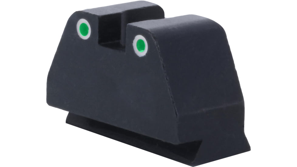 AmeriGlo Smith and Wesson Rear Sight, Green Tritium 2-Dot White Outlines .492inH .150in Sq Notch, Smith &amp; Wesson, SW-2100R