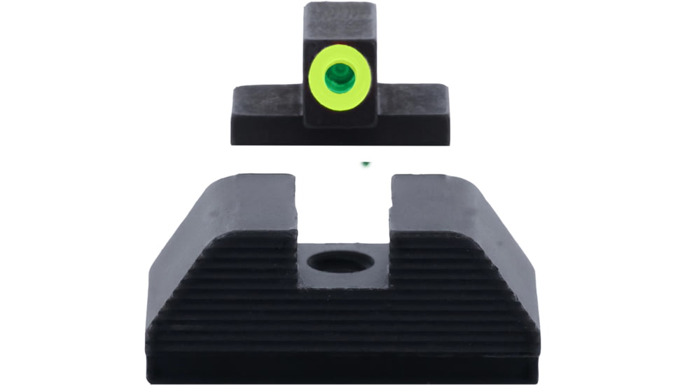 AmeriGlo Smith &amp; Wesson Optic Compatible Sight, Green Tritium LumiGreen Outline FRONT, Black Serrated REAR, Smith &amp; Wesson, SW-534