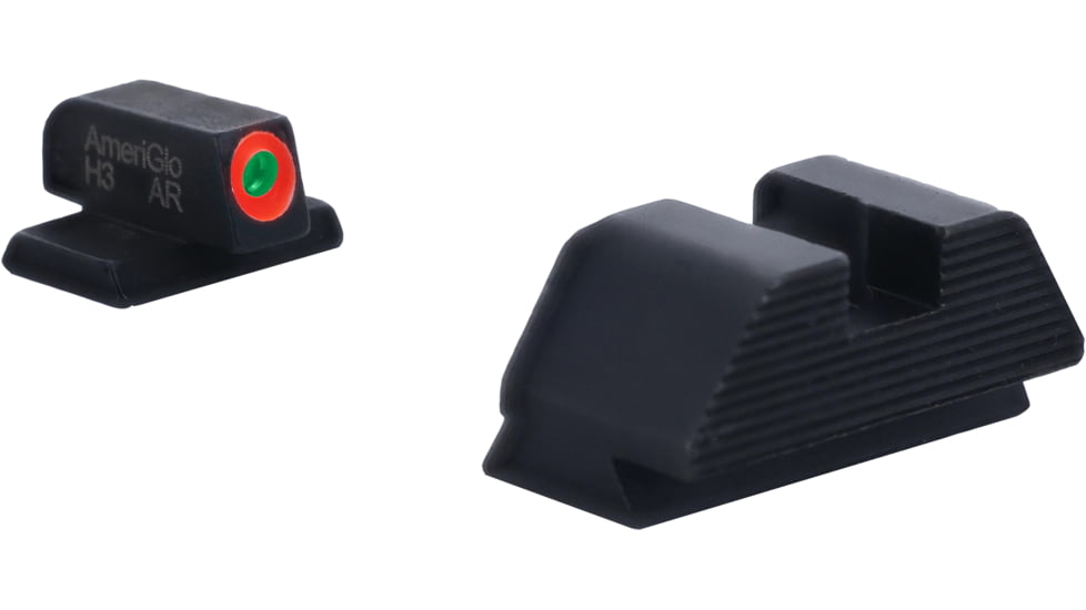 AmeriGlo Smith &amp; Wesson Optic Compatible Sight, Green Tritium Orange Outline FRONT, Black Serrated REAR, Smith &amp; Wesson, SW-434