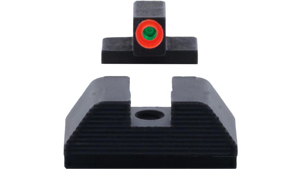 AmeriGlo Smith &amp; Wesson Optic Compatible Sight, Green Tritium Orange Outline FRONT, Black Serrated REAR, Smith &amp; Wesson, SW-434