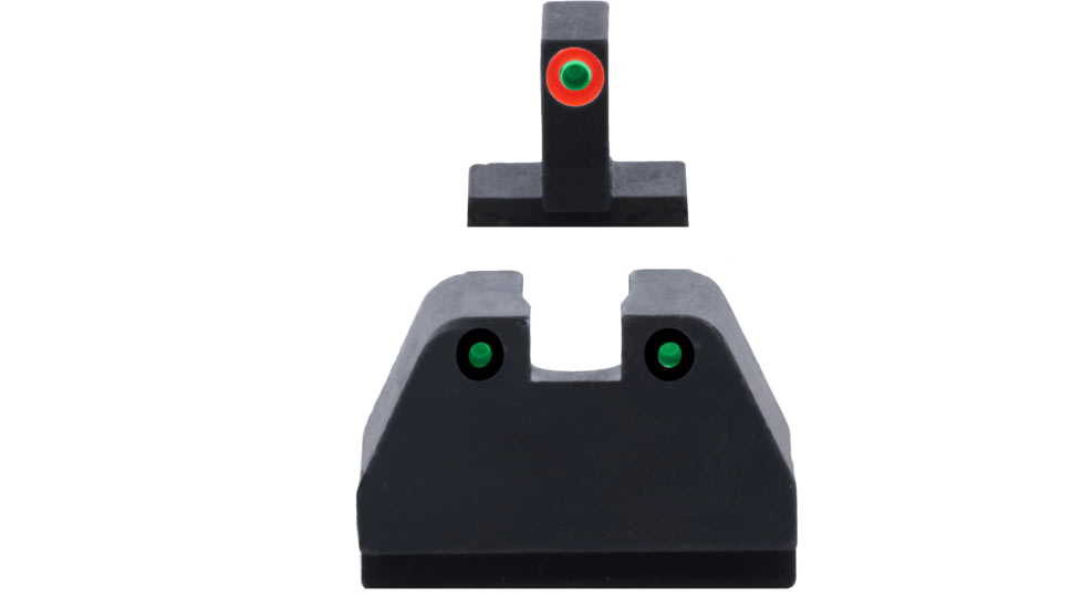 AmeriGlo Smith &amp; Wesson Pistol Front Sight, Green Tritium Orange Outline .378in FRONT, Green Tritium Black Outline .492inREAR, Smith &amp; Wesson, SW-452