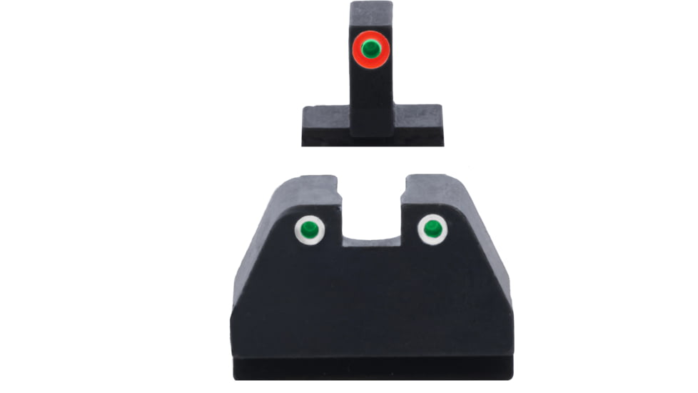 AmeriGlo Smith &amp; Wesson Pistol Front Sight, Green Tritium Orange Outline .378in FRONT, Green Tritium White Outline .492inREAR, Smith &amp; Wesson, SW-331