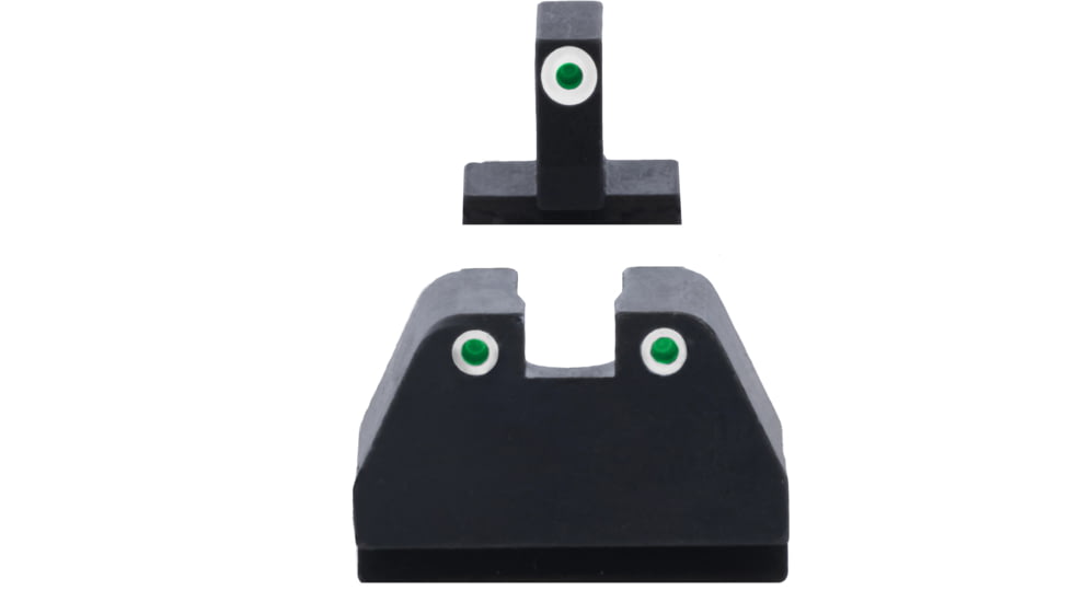 AmeriGlo Smith &amp; Wesson Pistol Front Sight, Green Tritium White Outline .378in FRONT, Green Tritium White Outline .492inREAR, Smith &amp; Wesson, SW-329