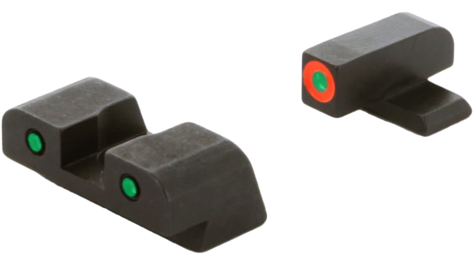 AmeriGlo Spartan 3 Dot Night Sight Set, Springfield Hellcat, Green Tritium Orange Outline Front/Green Tritium Black Outline Rear, SA-446