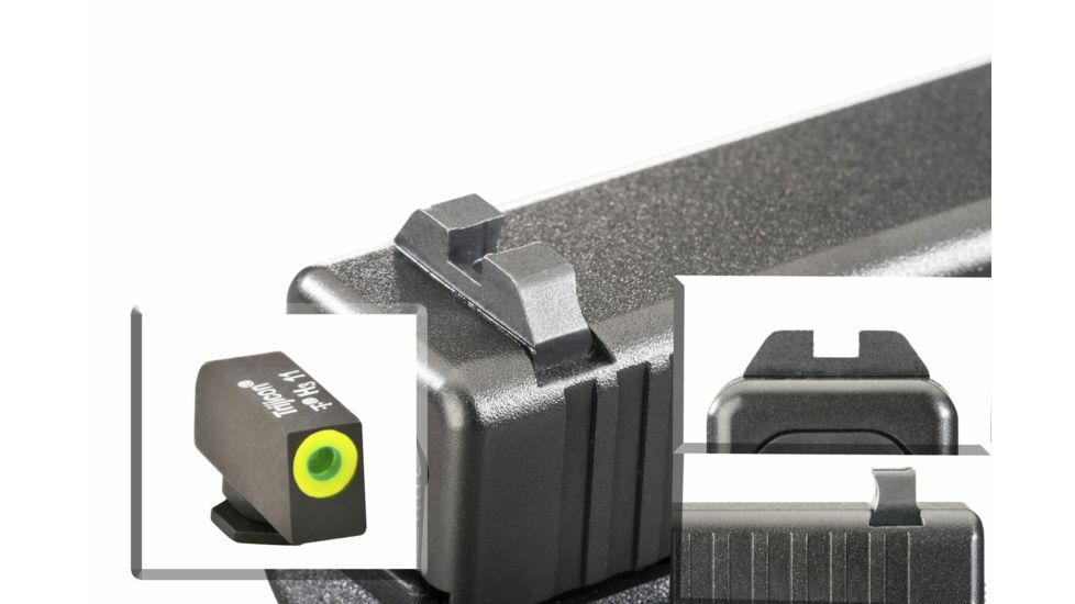 AmeriGlo Tritium Front Tritium Rear Fits Glock 20,21,29,30,31,32,36 ProGlo Circle, LumiLime Front with Black Claw Rear GL-445