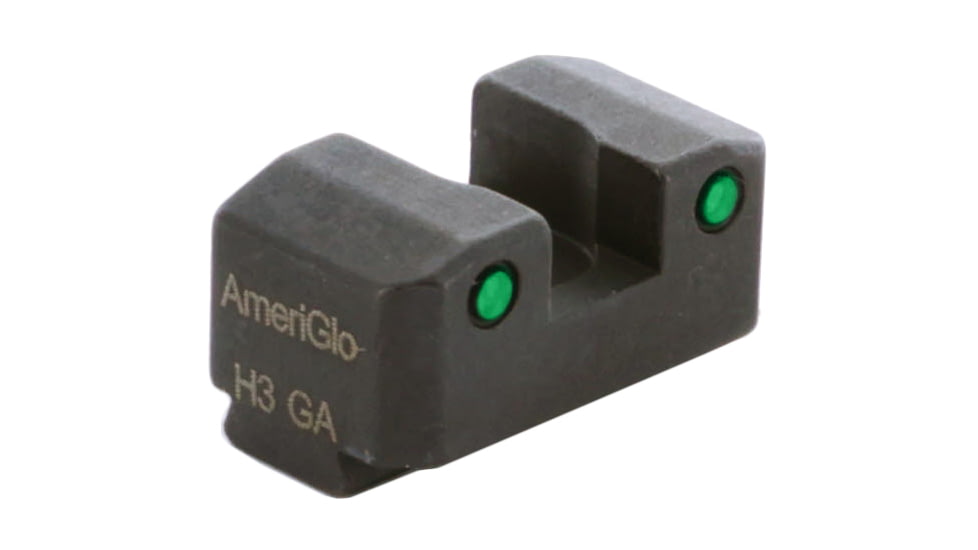 AmeriGlo Tritium Rear Sights for Springfield w/Green Tritium 2 Dot Black Outlines .300in H, Sq Notch Serrated, SA-875R