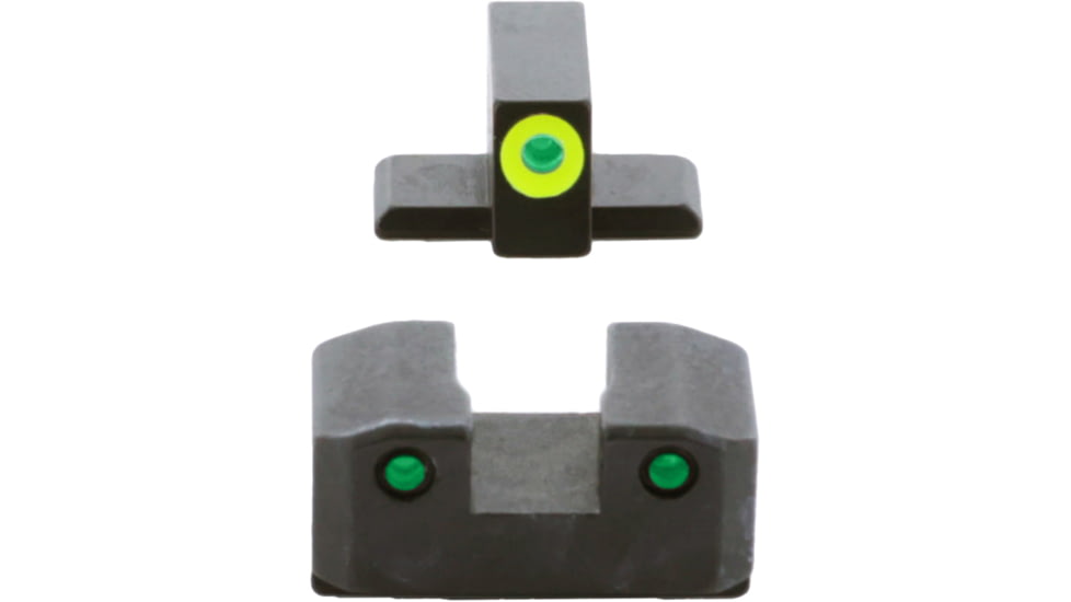 AmeriGlo Trooper Sets for Springfield Hellcat OSP w/Green Tritium LumiGreen Outline Front/ Green Tritium Black Outline Rear, SA-819