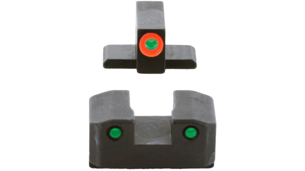 AmeriGlo Trooper Sets for Springfield Hellcat OSP w/Green Tritium Orange Outline Front/ Green Tritium Black Outline Rear, SA-816