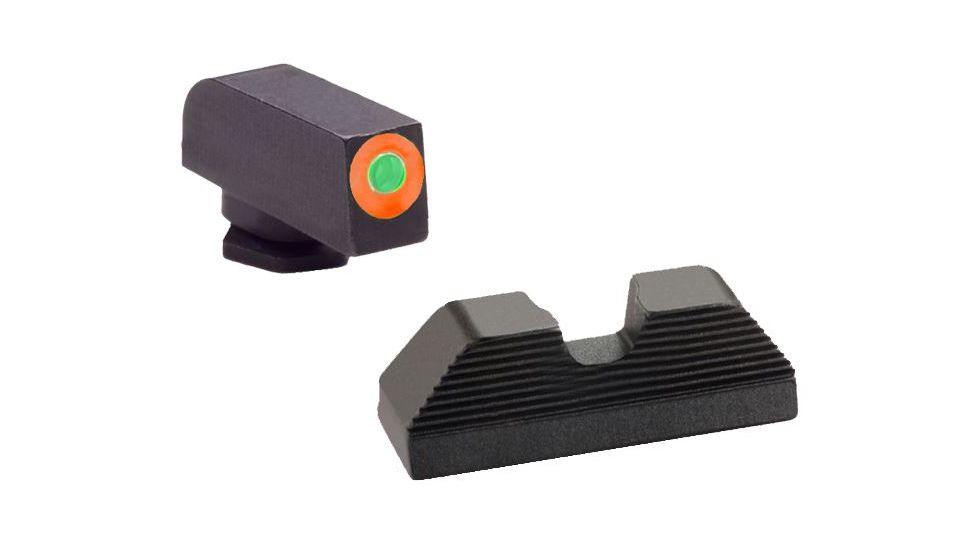 Ameriglo UC Sight Set For Glock 17/39 Green Tritium With Orange Outline Front Sight U-Notch Black Serrated Rear Sight