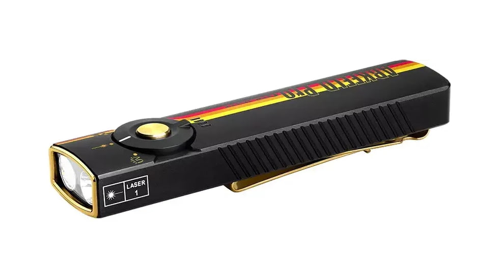 Arkfeld Pro Black/Racing Stripes 1/15/100/420/1,300 Lumens, White LED, Green Laser, UV Light, ARKFELDPRO3RRSV3