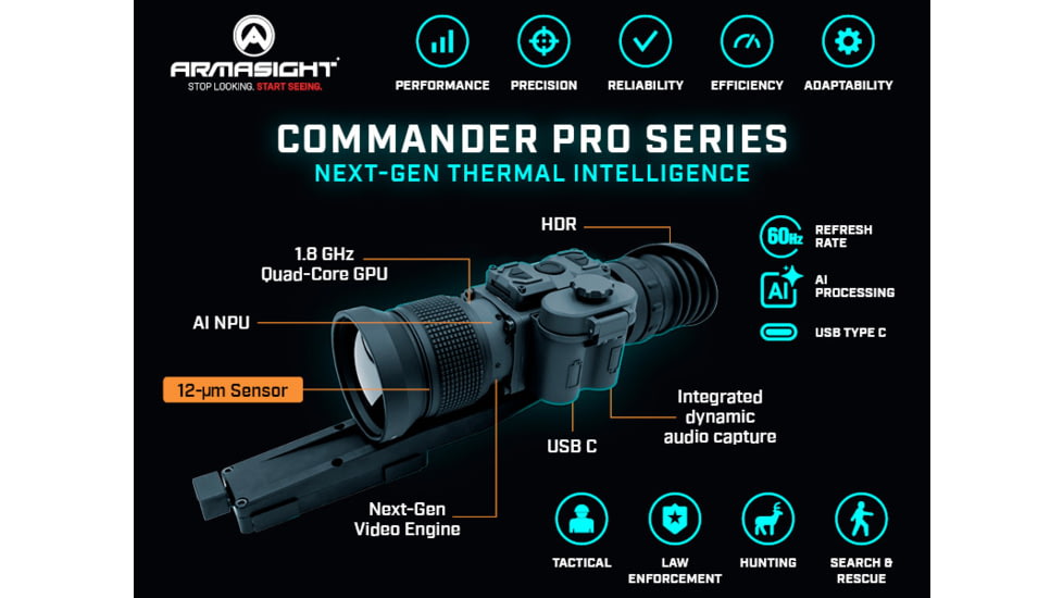 Armasight Commander 640 Pro 3-12x50mm Thermal Rifle Scope w/KDG Mount