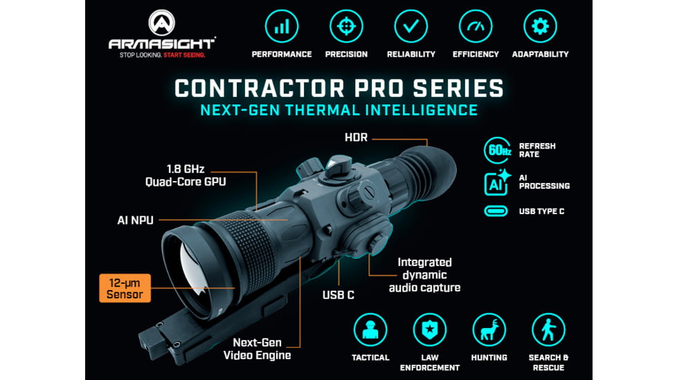 Armasight Contractor 640 Pro 4.3-17.2x75mm Thermal Rifle Scope