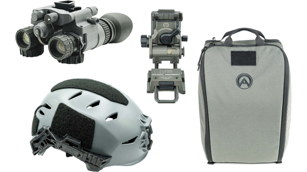 Armasight BNVD-51 Premium Kit - BNVD-51 Pinnacle Gen 3 NV Binocular w/ Armasight by Wilcox G95 Mount, Armasight by OTTE GEAR Helmet Bag and Team Wendy EXFIL LTP Helmet Rail 3.0, Gray, XL