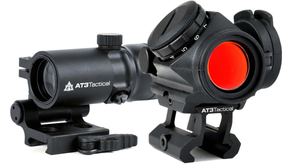 AT3 Tactical 4x Magnified Red Dot Kit, Red Dot Sight, .83in Riser &amp; 4X Magnifier, RD-50-4XRDM-KIT