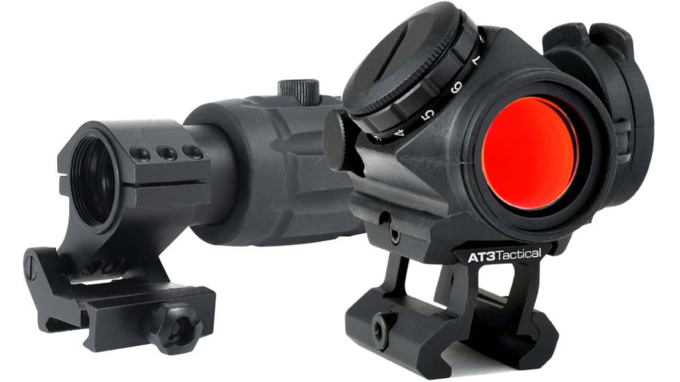 AT3 Tactical Magnified Red Dot Kit, Red Dot Sight, .83in Riser &amp; 3x Magnifier, RD-50-RRDM-KIT-1