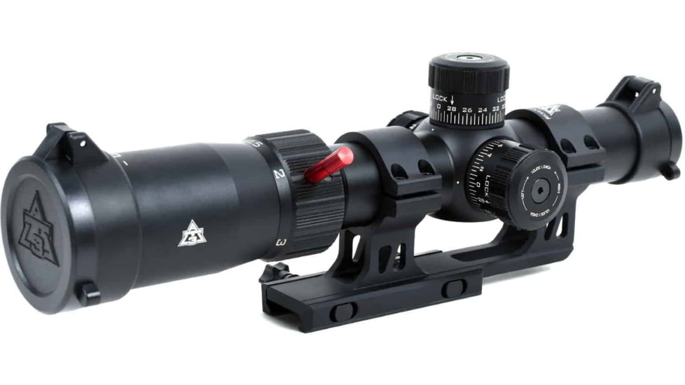 AT3 Tactical Red Tail LPVO 1-4x24 Rifle Scope with Mount 30mm SFP, Black, Illuminated BDC Reticle, MOA, with 30mm Cantilever Mount and Throw Lever, AT3-RT-1-4X24