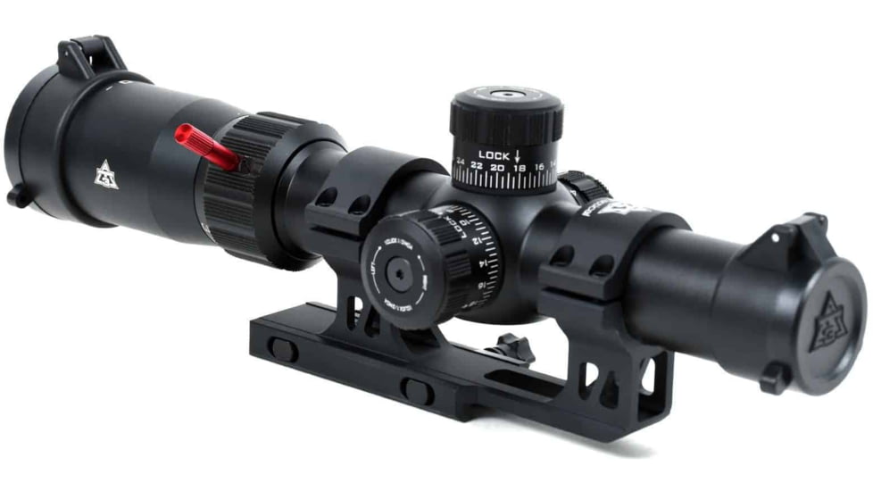 AT3 Tactical Red Tail LPVO 1-4x24 Rifle Scope with Mount 30mm SFP, Black, Illuminated BDC Reticle, MOA, with 30mm Cantilever Mount and Throw Lever, AT3-RT-1-4X24