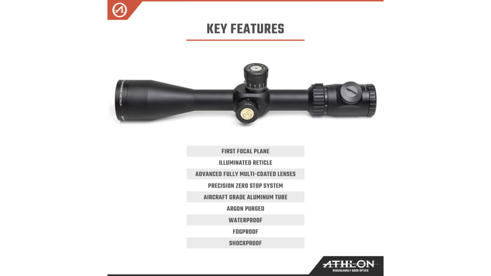 Athlon Optics Argos BTR Gen II Riflescope, 6-24x50mm, 30mm Tube, First Focal Plane, APLR2 FFP IR MOA Reticle, Matte Black, 214062