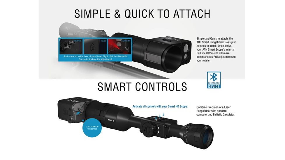 ATN ABL Smart Rangefinder, Laser range Finder 1000m w/ Bluetooth, Black, ACMUABL1000