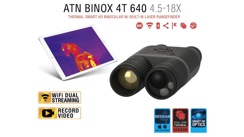ATN Binox-4T 640-2.5-25x Thermal Binocular, Black / Grey, TIBNBX4643L