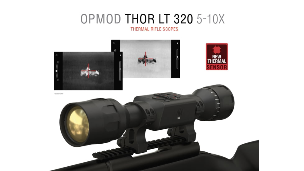 ATN OPMOD Thor LT 320 Thermal Imaging Rifle Scope, 5-10x, 50mm, 320x240 pixels, w/ Exclusive Reticle and ATN Quick Detach Mount, Black, TIWSTLT350O