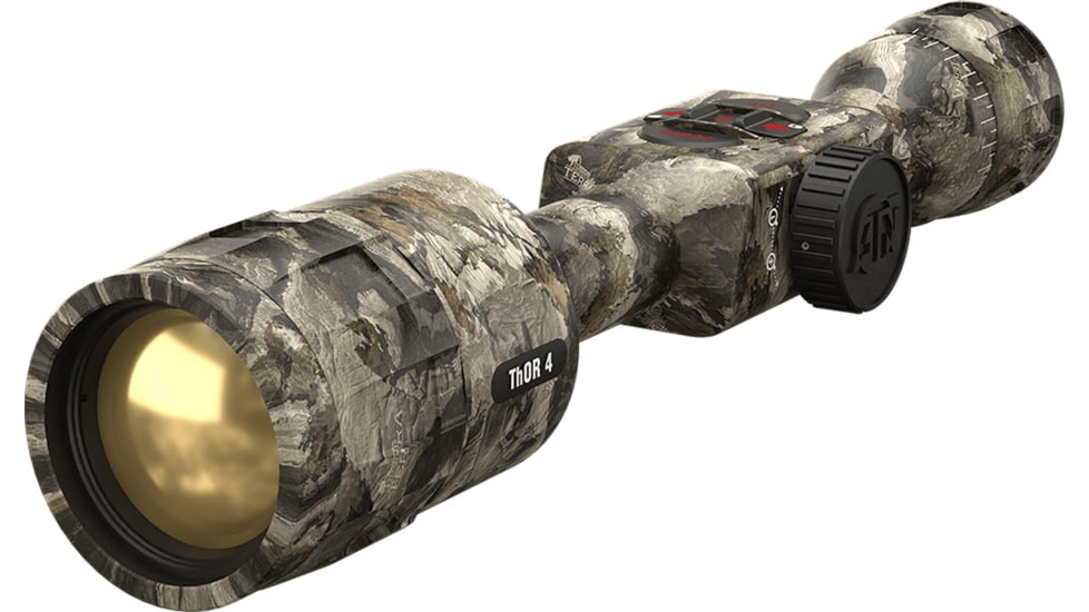ATN Thor 4 Thermal Rifle Scope, 1.25-5x19mm, 30mm Tube, Mossy Oak Elements Terra, TIWST4381AET